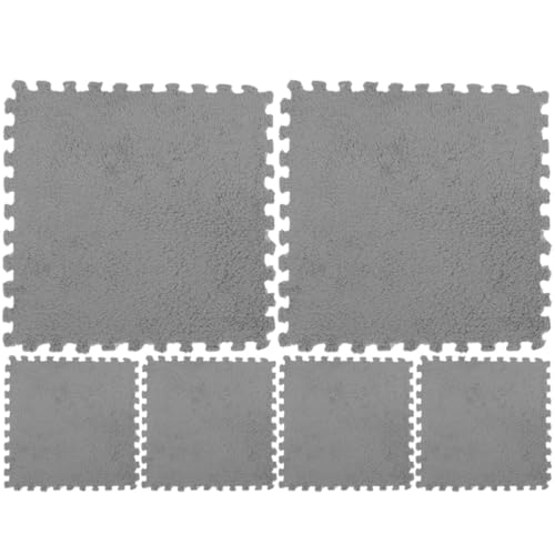 JOINPAYA 6 Stück Plüschbodenmatte ineinandergreifende Schaumstoffmatten Schaumstoff-Puzzle-Bodenmatte Kinderspiel Puzzle-Übungsmatte ineinandergreifende Spielmatte Eva Grey von JOINPAYA
