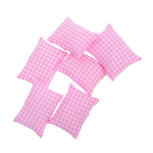 JOINPAYA 6 Stück Puppenhausmöbel Miniatur simulieren modern werfen Mini Kissen puppenhaus Einrichtung Zubehör Mini-Kissen Puppenhauszubehör Baumwollseide Rosa von JOINPAYA