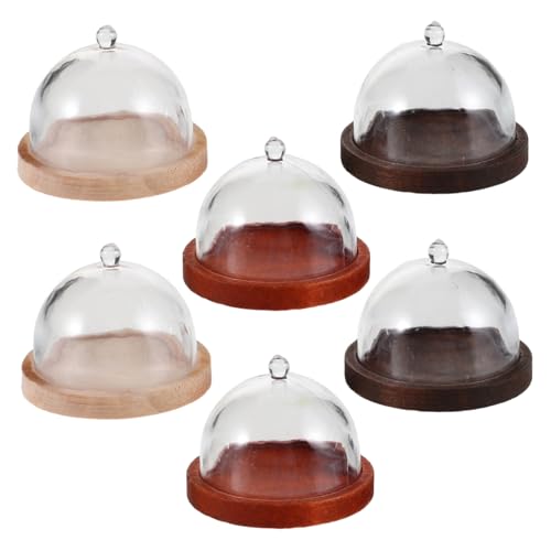 JOINPAYA 6 Stück Simulation Kuchendeckel Puppenhaus Miniatur Küchendekor Miniatur Spielküche Zubehör Puppenhaus Simulation Miniatur Puppenhaus Spiellebensmittel Zubehör Holz Kuchentablett von JOINPAYA
