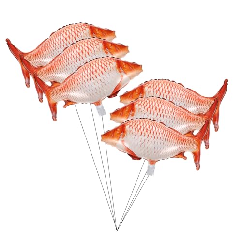JOINPAYA 6 Stück Teiliges Aluminium Folienballons Fischform Wiederverwendbar Partydekorationen für Geburtstag Hochzeit Festival Rote Karpfen Luftballons Charmante Fischmotive von JOINPAYA