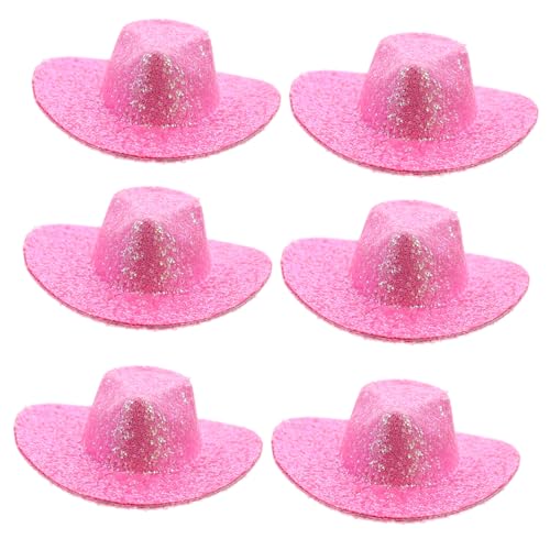 JOINPAYA 6 Stück Teiliges Miniatur Glitzer Cowboyhüte aus Kunstleder Kleine Partyhüte für DIY Puppen Wiederverwendbare Leichte und Mini Hüte für Bastelprojekte und Puppenzubehör von JOINPAYA