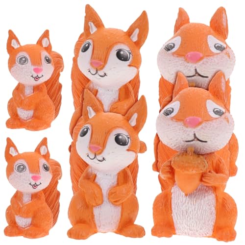 JOINPAYA Miniatur Eichhörnchen Figuren 6 Stücke Realistische Tischdekoration PVC Vielfältige Farben für Garten und Schreibtisch Eichhörnchen Ornamente für Kreative Szenen von JOINPAYA