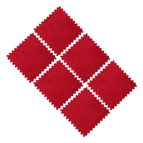 JOINPAYA 6 Stück Tragbare Fußmatten Klein Verriegelung Bodenbelag Spielmatte Unterlage Schaum Rätsel Puzzle Bodenfliesen Für Den Haushalt Bodenzubehör Haushaltsbodenmatten Samt Rot von JOINPAYA