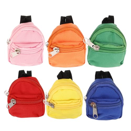 JOINPAYA 6 Stück kleine Schultasche Miniatur Zubehör Tragen Geldbeutel für geldbörse Mini-Taschen-Schlüsselanhänger Mini-Puppentaschenmodelle Polyester von JOINPAYA