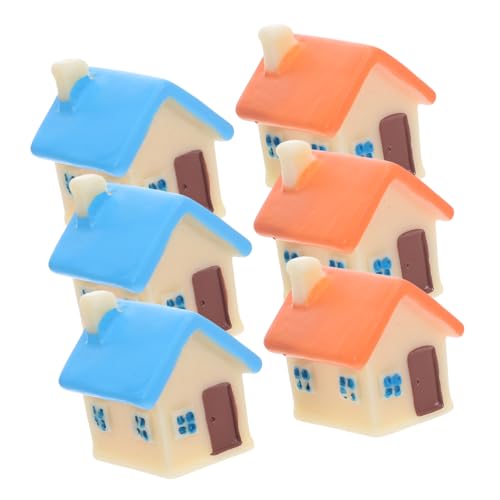 JOINPAYA 6 Teiliges Mini Haus Dekorationsset Feengarten Harzhaus Puppenhaus Feengarten Statue Pflanzendekoration Figuren Haus Ornament von JOINPAYA
