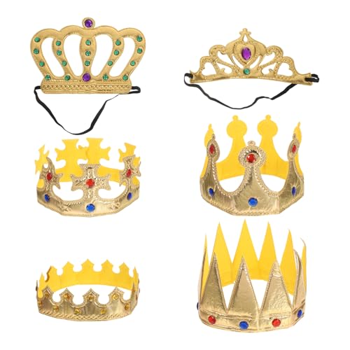 JOINPAYA 6-teilige Königskrone: Königskronenhüte mit Strasssteinen für Geburtstagsparty-Dekorationen – Königlicher mittelalterlicher Prinz-Cosplay-Kostümhut-Kopfbedeckung für Halloween JOINPAYA 6-teilige Königskrone: Königskronenhüte mit Strasssteinen für Geburtstagsparty-Dekorationen – Königlicher mittelalterlicher Prinz-Cosplay-Kostümhut-Kopfbedeckung für Halloween von JOINPAYA