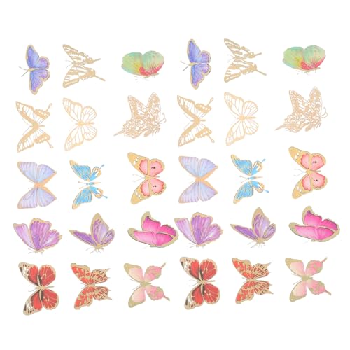 JOINPAYA 60stücke Schmetterlingsaufkleber Vergoldungs-schmetterlingsaufkleber Tagebuchaufkleber Scrapbooking-Aufkleber Albumaufkleber Sammelalbum Dekorative Decals Pet Schmetterlinge Form von JOINPAYA