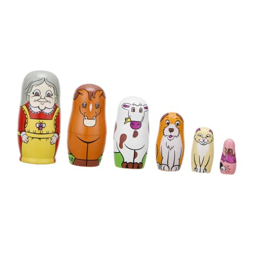 JOINPAYA Matrjoschka-Spielzeug Aus Echtem Holz 6-teilig Großmutter-Design Russische Nesting Dolls Für Kinder Und Erwachsene Dekoration von JOINPAYA
