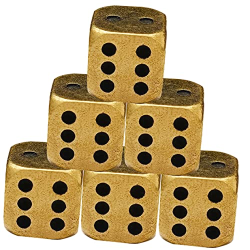 JOINPAYA 6St Messingwürfel mehrseitige Würfel Würfel- große Würfel leuchtende Würfel solide Würfel mathespiele spielwürfel Bastelwürfel aus Messing Zubehör für Würfelspiele Spielstütze von JOINPAYA