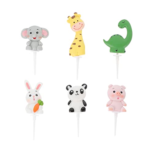 JOINPAYA 6stücke Teiliges Tier Cake Toppers Niedliche Panda Giraffe Dinosaurier Schwein Und Kaninchen Figuren Hochwertigem Resin Für Kindergeburtstagsfeiern Und Backdekoration von JOINPAYA