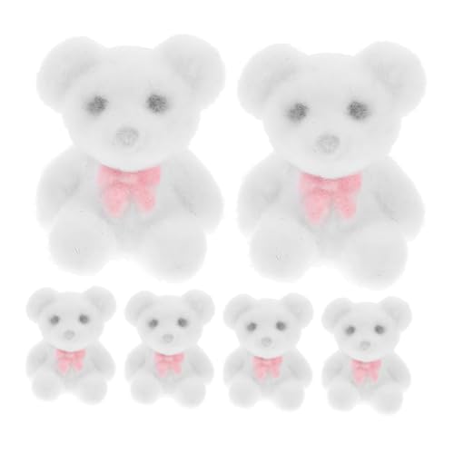 JOINPAYA 6 Stücke Mini Plüschbären Kuchen Dekorationen Figuren Für Hochzeit Geburtstag Beflockte Plüsch Tiere Party Favor Decor Weiß von JOINPAYA