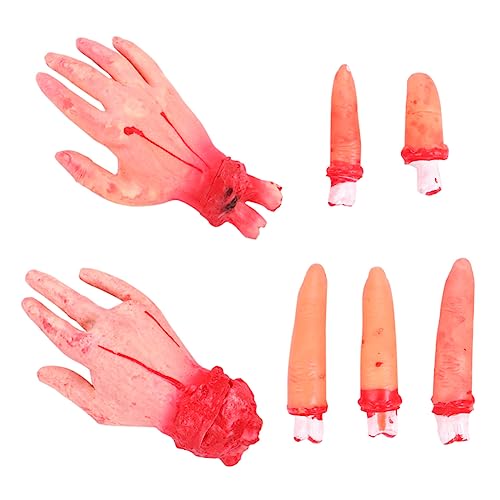 JOINPAYA 7 Stück Horror Hand Finger Requisiten Hände Halloween-Finger Streich Zubehör Halloween Horror Halloween grusel kniffliges Handfingermodell Hand-Finger-Modell Emulsion Khaki von JOINPAYA