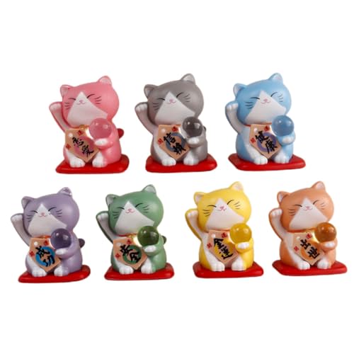 JOINPAYA 7St Mini-Glückskatze Kratzbaum winzig Gartenschmuck für Katzen interaktiv Wurf Kleiner glücksbringer kleine glücksbringer entzückende Figur Miniatur-Katzenfiguren PVC von JOINPAYA