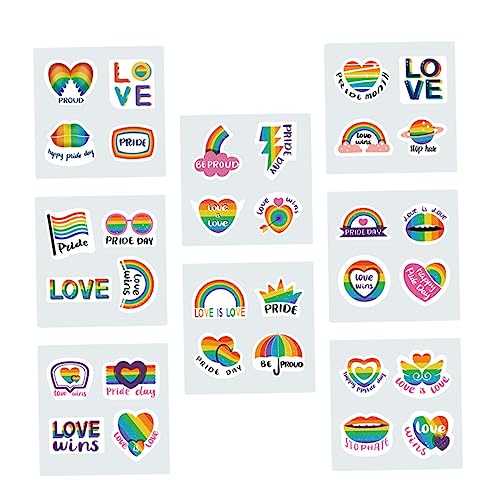 JOINPAYA 8 Bögen Gleichgeschlechtliche Aufkleber Regenbogenaufkleber Gay Pride Aufkleber Abziehbilder Transferaufkleber Für DIY Rainbow Love Pride Aufkleber Gay Transferaufkleber Gay Love von JOINPAYA