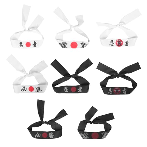 JOINPAYA 8 Stück Ninja-Stirnbänder für Kinder – Japanisches Stirnband, Bandana, verstellbar, Karate-Partygeschenke, Samurai-Kostümzubehör, Geburtstagsdekorationen von JOINPAYA