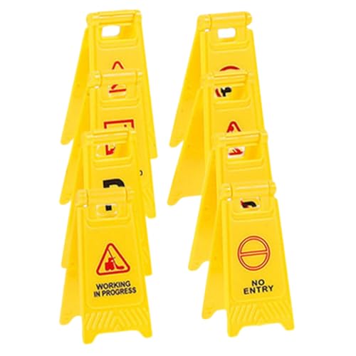 JOINPAYA 8 Stück Transportspielzeug Für Miniatur Mini-verkehrszeichen Kinderspielzeug Kleine Warnzeichen Kognitives Für Barrikadenzeichenmodell Plastik Yellow von JOINPAYA