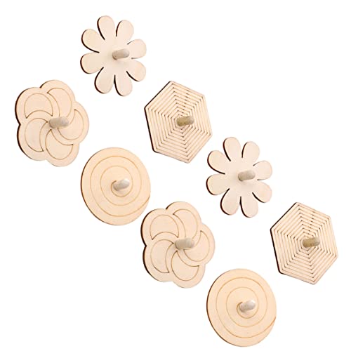 JOINPAYA 8St Kinderspielzeug für Toys Unvollendetes Holzspielzeug hühner Sechseckige Form malerflies Holzplatte Oberteile für Spinnen aus Holz Bambus von JOINPAYA