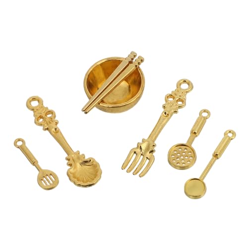 JOINPAYA 8Stücke Teiliges Miniatur Puppenhaus Geschirr Set Metall Schüsseln Löffel Essstäbchen und Gabeln für Realistische Küchendekoration Geeignet für Puppenhaus Szenen und Rollenspiele JOINPAYA 8Stücke Teiliges Miniatur Puppenhaus Geschirr Set Metall Schüsseln Löffel Essstäbchen und Gabeln für Realistische Küchendekoration Geeignet für Puppenhaus Szenen und Rollenspiele von JOINPAYA