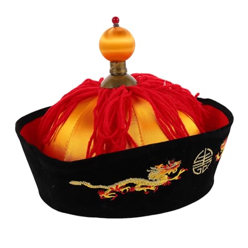 JOINPAYA Alter Chinesischer Kaiserhut mit Zöpfen und Pferdeschwanz Retro Hut für Cosplay Partys und Bühnenauftritte Asiatischer Kostümhut im Qing Stil für Erwachsene Vielseitig von JOINPAYA