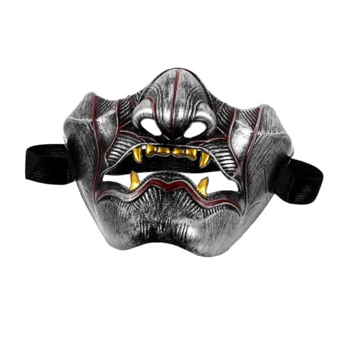 JOINPAYA Authentische Japanische Hannya Maske aus Robustem Halbes Gesicht Traditionell Atmungsaktiv Detailreich für Cosplay Halloween Party Theateraufführungen Unisex Silberfarbener JOINPAYA Authentische Japanische Hannya Maske aus Robustem Halbes Gesicht Traditionell Atmungsaktiv Detailreich für Cosplay Halloween Party Theateraufführungen Unisex Silberfarbener von JOINPAYA