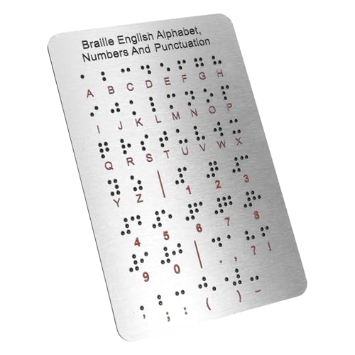 JOINPAYA Braille-Motherboard Braille-Lerntafel Haushaltslichtleiste Zeichen Aufkleber Braille schreibtafel sehbehinderte Produkte Braille-Alphabettafel aus Holz Rostfreier Stahl Silver von JOINPAYA