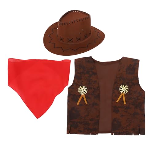 JOINPAYA Cowboy Kostümset für Western Cowgirl Outfit mit Hut und Bandana für Halloween Karneval und Cosplay Bequemes und Stilvolles Design JOINPAYA Cowboy Kostümset für Western Cowgirl Outfit mit Hut und Bandana für Halloween Karneval und Cosplay Bequemes und Stilvolles Design von JOINPAYA