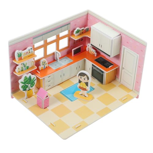 JOINPAYA DIY Miniatur Küche Puzzle Modell Bausatz Unfertiges Papier Küchenmodell Bastelset für Erwachsene und Desktop Dekoration von JOINPAYA