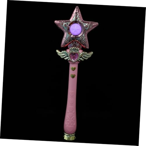 JOINPAYA Feenstab LED Rotationsstab Stern Leuchtstab Leuchtstab Sternstab Königsstab Griff Leuchtstab Feenstäbe Pentagrammstab Königin Königsstab Rosa Kunststoff von JOINPAYA