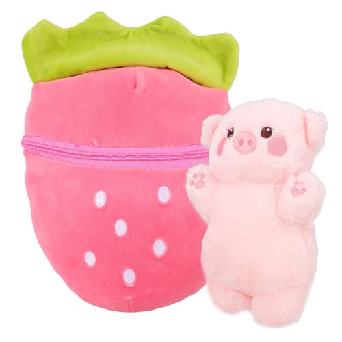 JOINPAYA Fruchtkissen Erdbeere Hasen Kaninchen Plüsch -Hasenspielzeug Plüschtierpflanze Plüschkissen Geburtstagsgeschenk kinderspielzeug Sofa-Kissen Plüschpuppe mit Reißverschluss Tierpuppe von JOINPAYA