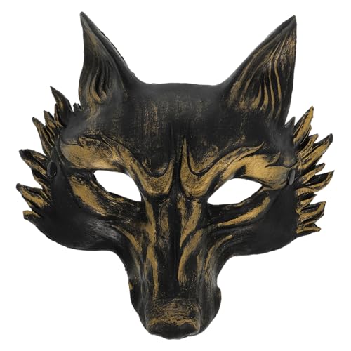 JOINPAYA Fuchsmaske Wolfsmaske Pelzfuchs Halbmasken Kostüme LED Foxy Tier Halbgesichtsmaske Kostümparty Fuchskostüm Frauen Fuchs Maskerade Maske Schaum Halb Halloween Bemalt Schwarz Pu von JOINPAYA