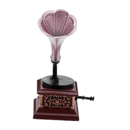 JOINPAYA Grammophon-Modell Mini-hausbedarf Vintage Phonograph Gramophon Vintage-Recorder-Spieler Miniatur-Phonograph Faux -Plattenspieler Miniatur-puppenhauszubehör Mini-grammophon Plastik von JOINPAYA
