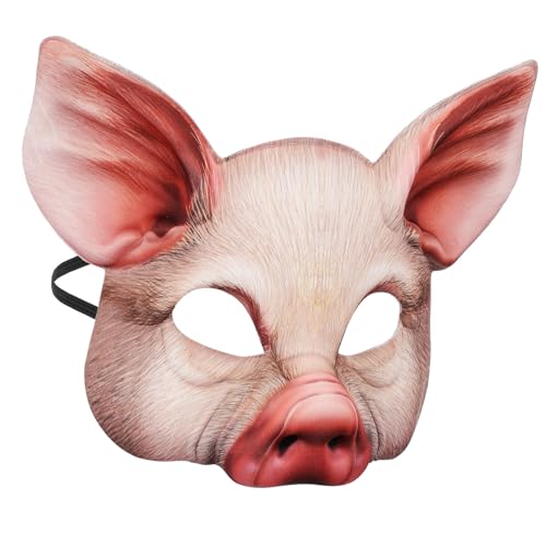 JOINPAYA Halloween Schweine Maske für Erwachsene Halbes Gesicht Tiermaske aus EVA Lustiges Cosplay Kostüm für Party Karneval und Maskenball Robustes Foto-requisit für Fasching und Festival von JOINPAYA