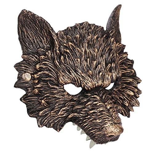 JOINPAYA Halloween Wolf Maske Maskentier Halloween-Maske Wolfsmaske erwachsene Männer Halbmaske Kostüm halloween costume halloween kleidung Maskerade Tiermaske Wolf-Design-Maske Pu Golden von JOINPAYA