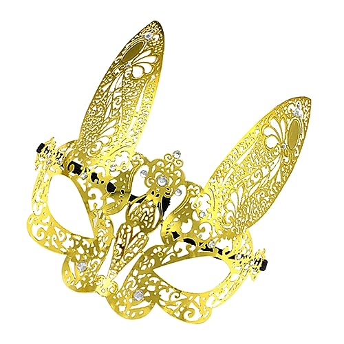 JOINPAYA Hasenmaske Maskerademaske Kostüm Tiermasken Maske Gruselig Tierische Maske Realistisch Lustig Holzkohle Kaninchen Halloween-cosplay Uv Klein Verrückt Gesichts- Led Golden Legierung von JOINPAYA