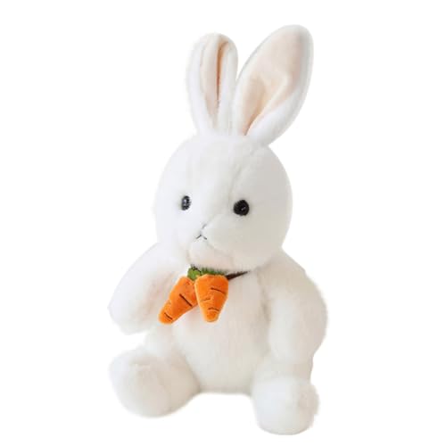 JOINPAYA Hasenpuppe Sitzender Hase Plüschtier Weiches Hasen-stofftier Karotten-Kaninchen-plüsch Simulation Kaninchenpuppe Pelziges Hasenspielzeug Mädchen-plüsch-Kaninchen-Puppe Weiß von JOINPAYA