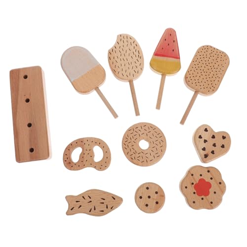 JOINPAYA Holz-Eiscreme Spielset mit Donuts und Eisstielen Stabiles Sicheres Küchen-kinderspielzeug für Fantasievolles Nachspielen und Geburtstagsparty Deko von JOINPAYA