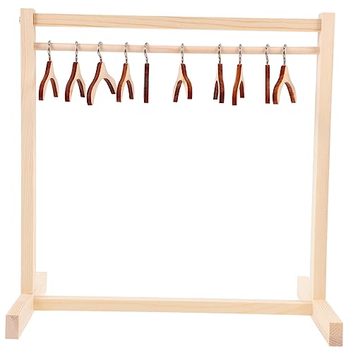 JOINPAYA Holz Puppen Kleiderständer mit Abnehmbaren Holz Kleiderbügeln Einlagig Puppenkleider Aufbewahrung für Puppenhaus Glatte Oberfläche Spielzeugzimmer Zubehör von JOINPAYA