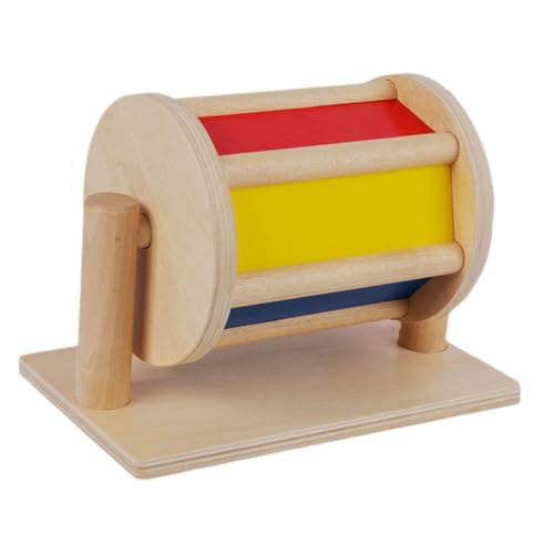 JOINPAYA Holz Textile Trommel Lernspielzeug für Pädagogisches Montessori Holzspielzeug zur Farberkennung Kleines Handliches Kindergarten Lehrmittel für Kreative Entwicklung von JOINPAYA