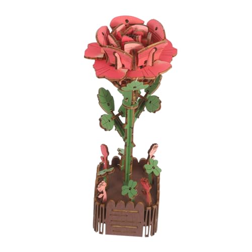 JOINPAYA Holzrätselblumen Praktische Bauenspielzeug Blumen Blumenstrauß mit Vase Hirnteaser 3D -Puzzle 3D -Puzzlegeschenke Plant Model Kit Holzbouquetdekor hölzern von JOINPAYA
