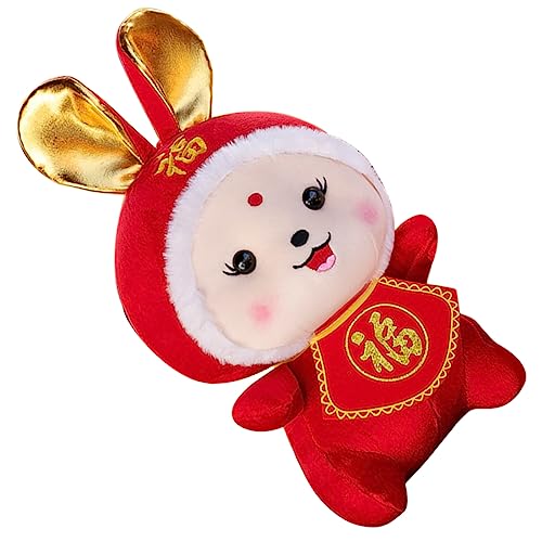 JOINPAYA Kaninchenpuppe Hasen Kuscheltier Kaninchen Figur Kleine Hasenpuppe ausgestopftes Hasentier Kaninchen-Maskottchen-Puppe Puppe in Hasenform Häschen-Puppenverzierung PP Baumwolle rot von JOINPAYA