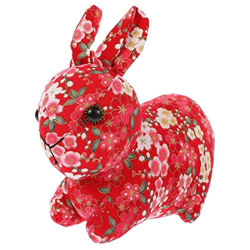 JOINPAYA Kaninchenpuppe Stoffhasen- Tierisches Kaninchengefüllter Ausgestopfter Hase Ausgestopftes Hasenspielzeug Neujahrsgeschenk Wohndekoration Rot Pp Baumwolle von JOINPAYA