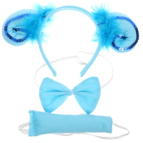 JOINPAYA Lamb-Kostüm-Zubehör-Set: 26 x 14 cm, weiße Ohren, Stirnband, Fliege, Schwanz, Cosplay, Foto-Requisiten, Cartoon-Tier für Halloween, Weihnachten, Geburtstagsparty, Blau von JOINPAYA