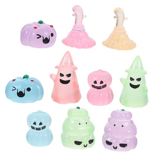 JOINPAYA Luminöse Miniatur Halloween Deko Teilig aus Resin Leuchtende Mikro Landschaftsfiguren für DIY Puppenhaus Mini Garten Gruselige Partydeko Verschiedene Motive Zufällige Farbe von JOINPAYA