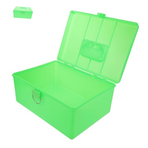 JOINPAYA Mahjong Aufbewahrungsbox Großes Fassungsvermögen Robuster Grüner Kunststoff Organizer mit Griff Vielseitige Haushaltsbox für Mahjong-Steine Karten und Zubehör Praktisch für von JOINPAYA