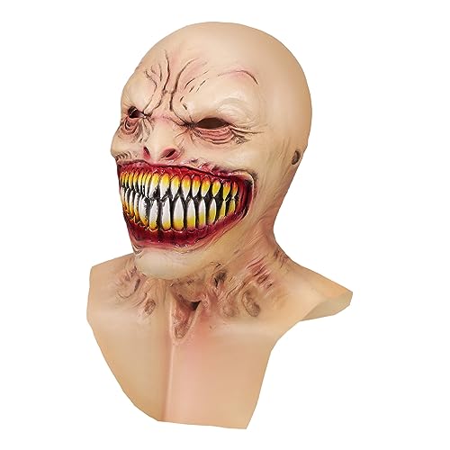 JOINPAYA Maskenkopfschmuck Skelett Halloween-maske Beängstigend Gesichtsmaske Gepolstert Halloween Gruselig Mantel Gesichts- Beängstigend Für Halloween Dekorationen Led-maske Haut Emulsion von JOINPAYA