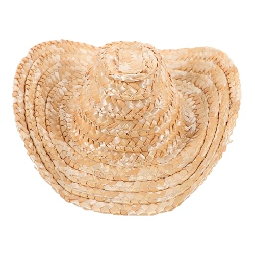 JOINPAYA Mini-Cowboyhut-Strohhut Kappe Strohhalme Kleine Strohhüte basteln Sombrero Basteln mit kleinen Zylinderhüten kindermütze Hut Gewebtes Hutdekor Mikro-Landschaft-Hut-Ornament von JOINPAYA