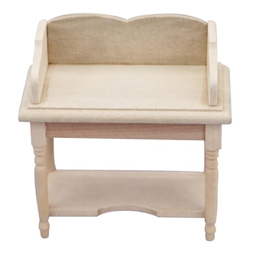 JOINPAYA Mini DIY Schreibtisch Puppe Miniatur Heimwerken Möbel Vorgeben Beige Hölzern von JOINPAYA