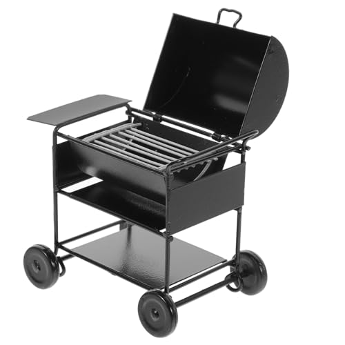JOINPAYA Mini Grillständer Ornamente Spielzeughaus Mini Hausgrillmodell Miniatur Kochgeschirr Spielküchengeräte Kleiner Grill Mini Grillständer Mini Hausgrilldekor Eisen Schwarz von JOINPAYA