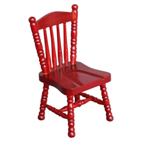 JOINPAYA Mini-Möbelmodell für kinderspielzeug hühner Toys Living Room Decoration wohnzimmerdeko Stuhl kleines Accessoire aus Holz Birke rot von JOINPAYA