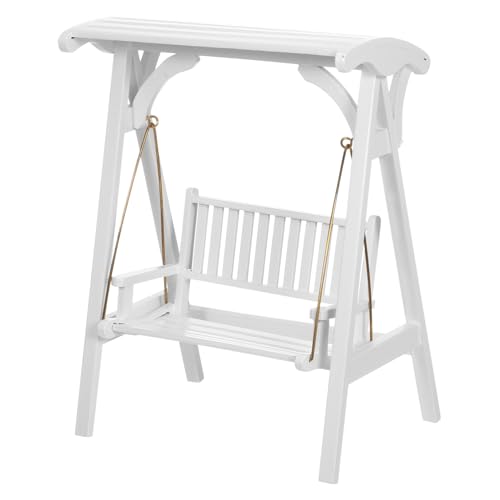 JOINPAYA Mini Möbelschwung Figur Fee Miniatur Mädchen Modern Puppe Mini-hausversorgung Mini-schaukel-zubehör Kleine Schaukel Gartenmöbelverzierungen Weiß Hölzern von JOINPAYA